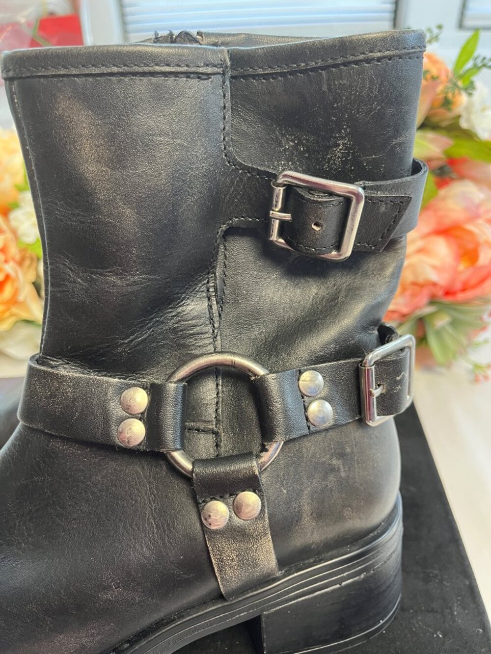 Steve Madden Brixton Harness Moto Boots Black Leather Upper Size 7 - Picture 4 of 15